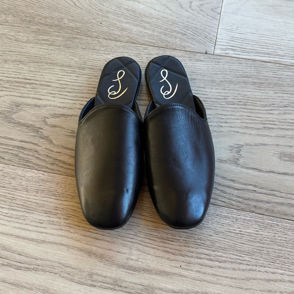 Sam Edelman Kylar Leather Slippers Mules Women’s Size 8 Black Slip On Shoes - Picture 3 of 13